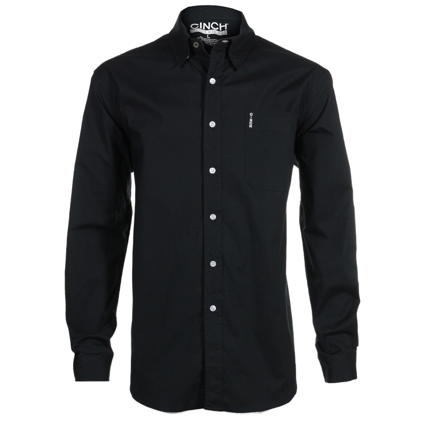 Cinch Men's Shirt Modern Fit 'Solid' Black MTW1343010 | Pakenham Western