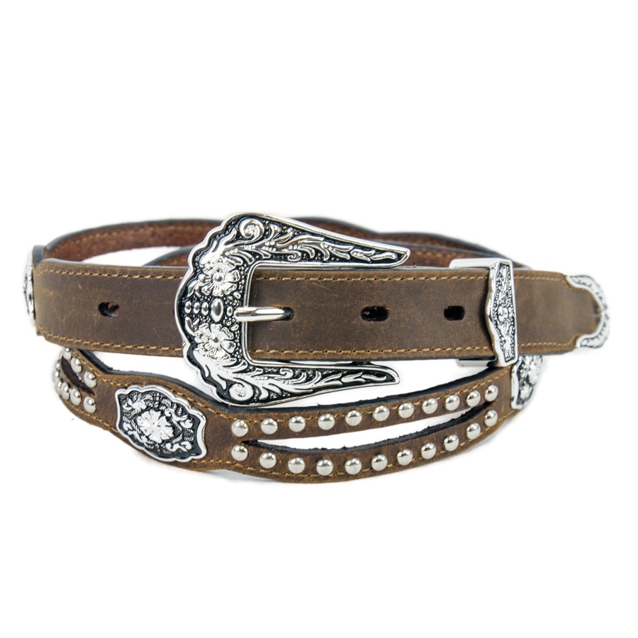 Brigalow Women's Belt Brown Scalloped 