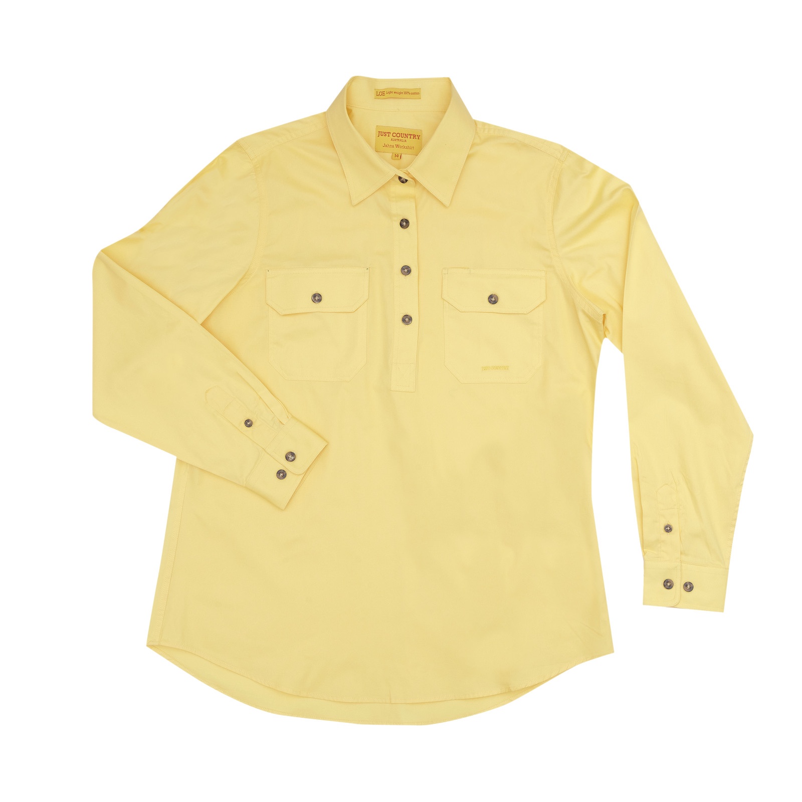 Just Country Men's Work Shirt 'Cameron' 100% Cotton 1/2 Button Long ...