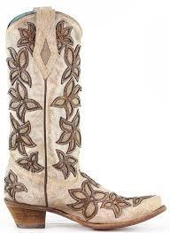 Corral Women's Boots Bone Brown With Floral Overlay And Crystals C3462 ...