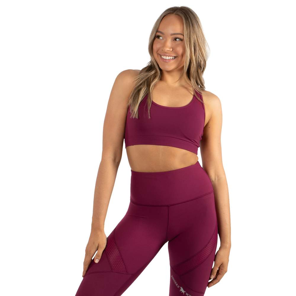 Ringers Western Women's 'Allora' Mesh Panel Sports Bra Cabernet CLEARANCE  !!