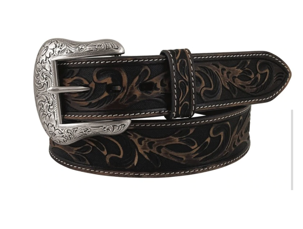 Roper Men's Belt Genuine Tooled Leather Brown | Pakenham Western