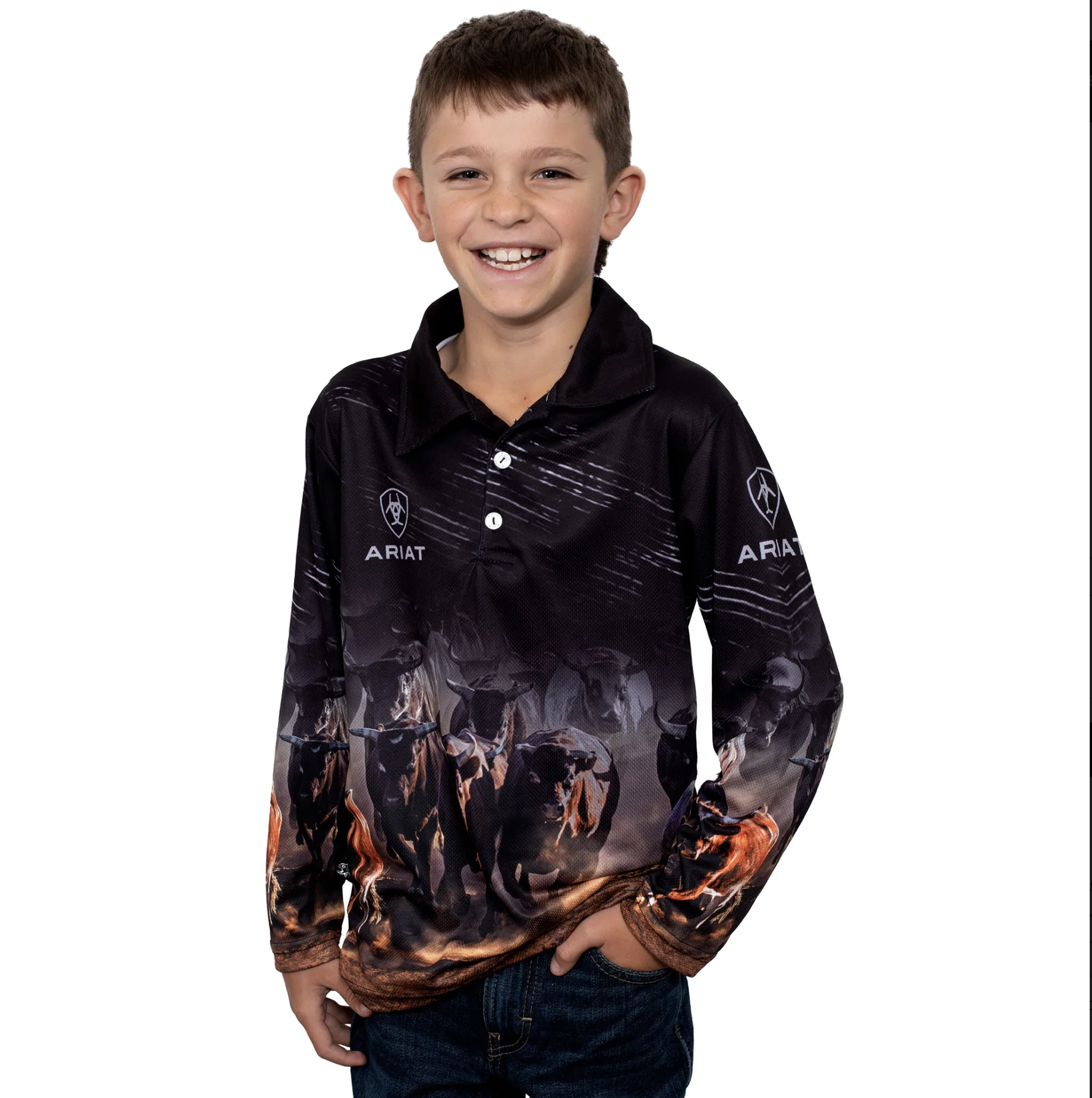 Ariat Boy's Fishing Shirt Cattle Herd 4001CLSP