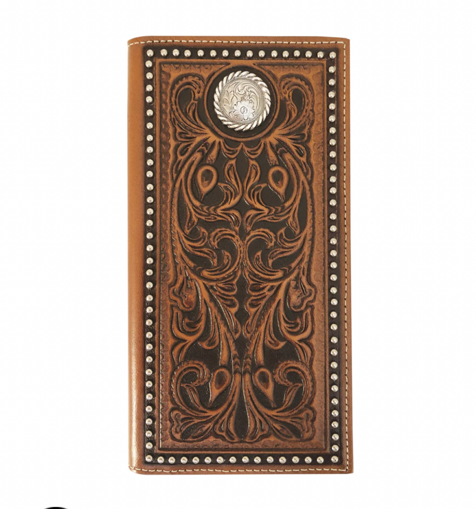 Roper Wallet 'Rodeo' Check Book Tooled Leather Tan 8138100 | Pakenham ...