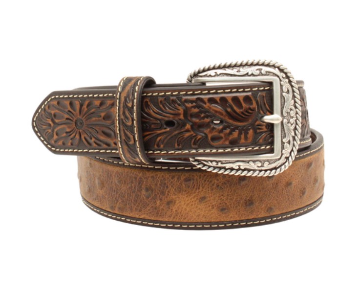 Ariat Men's Belt Embossed Ostrich Print Two Toned A1017202 | Pakenham ...