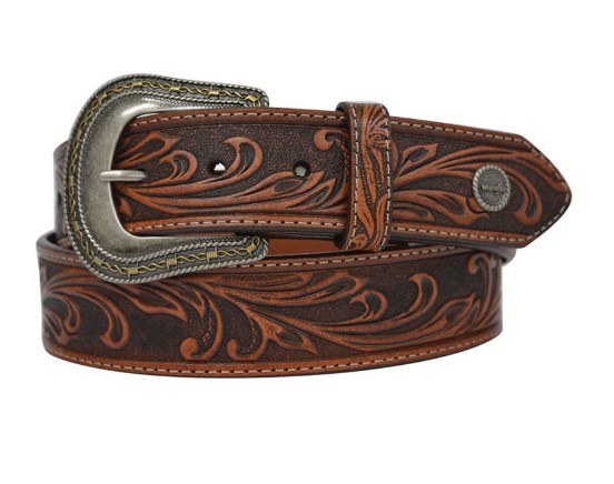 Wrangler Men's Belt 'Dusty' Leather Coffee/Chestnut | Pakenham Western