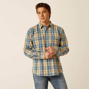 Ariat Men's Shirt Retro Snap Long Sleeve Harlem Pale Khaki