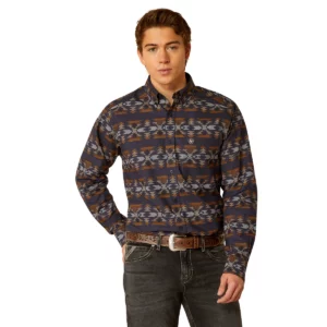 Ariat Men's Shirt Long Sleeve Fitted Tripp Dark Blue