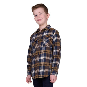 DuxBak Boy's Shirt Halton Thermal Long Sleeve Black/Tan