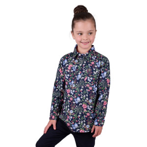 Hard Slog Kid's Shirt Raya Half Placket Long Sleeve Navy