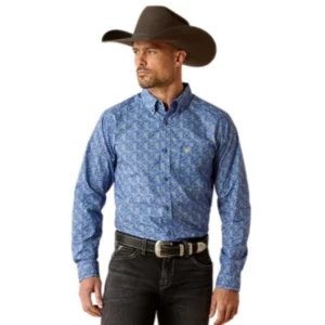 Ariat Men's Shirt Long Sleeve Fitted Thell Dark Blue 10052367