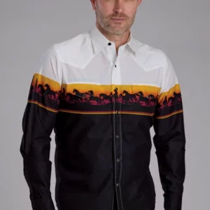 Roper Mens Shirt Vintage Collection Black Print 03-001-0421-0219 Black