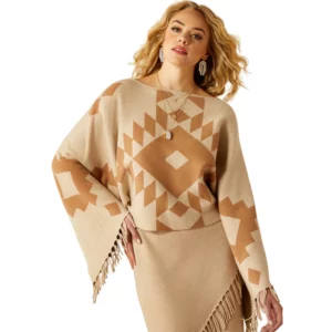 Ariat Women's Poncho Sweater 'Chimayo' Oatmeal/Tannin 10053968