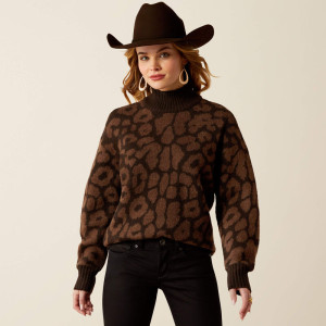 Ariat Women's Sweater 'Chimayo' Turtleneck Mole Leopard 10053969