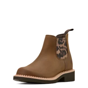 Ariat Girl's Boots Fatbaby 'Chelsea' Distressed Brown/Leopard Gore 10061165