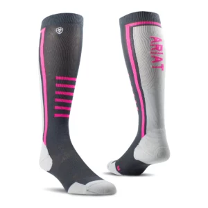 Ariat Women's Socks AriatTEK Slimline Performance Ebony/Knockout Pink 10061489