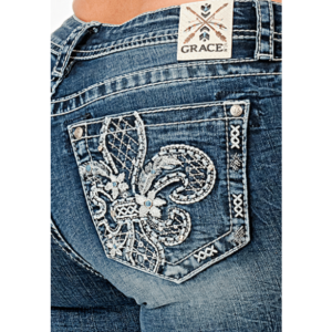 Grace in LA Women's Jeans 'Flu De Lee' Easy Fit Mid Rise Boot Cut EBS833