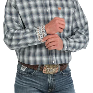Cinch Men's Shirt Classic Fit Button Down Plaid Blue/Grey