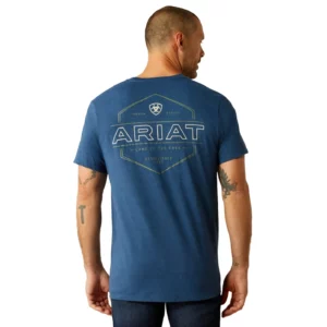 Ariat Men's T-Shirt 'Line Frame Hex' Denim Black Heather 10054773