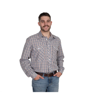 Just Country Men's Work Shirt 'Austin' 100% Cotton Full Button Long Sleeve Brown/Black Check MWLS2527