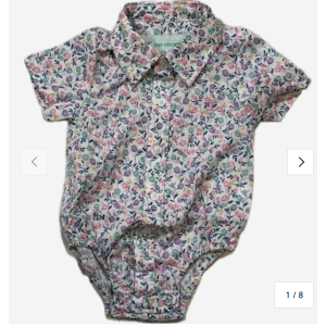 Just Country Infants Jumpsuit Short Sleeve Full Button Small Check White Tulips IWSS2538