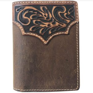 Roper Men's Wallet Tri-Fold Tooled Yoke Tan 8145100