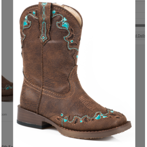 Roper Girl's Boots 'Hearts' Brown