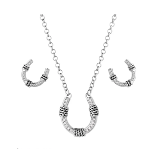 Montana Silversmiths Jewelry Set 'Rope Horseshoe Crystal' JS6038