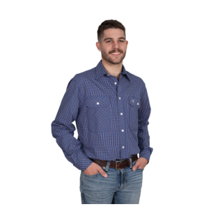 Just Country Men's Work Shirt Austin Cobalt/White/Yellow Check MWLS2533