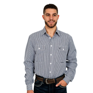 Just Country Men's Work Shirt 'Austin' Navy/White Mini Check MWLS2306