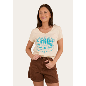 Ringers Western Women's T-Shirt 'Quality Goods' V- Neck Off White 224067RW-OWH