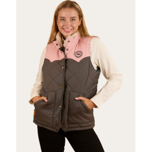 Ringers Western Women's Vest 'Selwyn' Charcoal/Pink