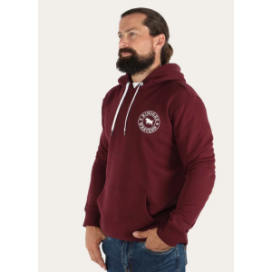 Ringers Western Men's Hoodie 'Signature Bull' Cabernet with White Print