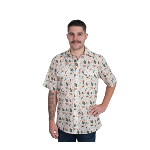 Just Country Men's Work Shirt 'Jordan' Full Button Short Sleeve Western Scene Stone MWSSR252