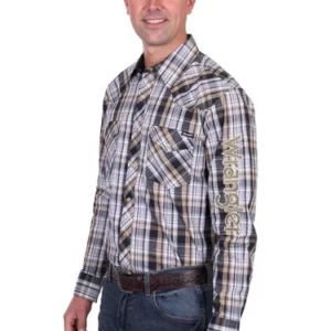 Wrangler Men's Shirt 'Joel Logo' Long Sleeve Black/Tan X5S1111361