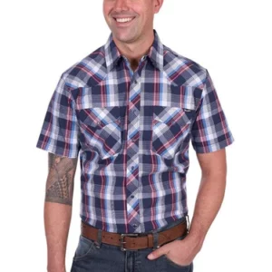 Wrangler Men's Shirt 'Phillip' Short Sleeve Navy/Red X5S1117371