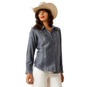 Ariat Women's Shirt 'Billie Jean' Long Sleeve Medium Blue Chambray 10055215