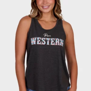 Pure Western Women's 'Cindy' Tank Charcoal Marle P5S2500103