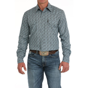 Cinch Men's Shirt Modern Fit 'Floral Print' Snap Button Green MTW1301083 GRN
