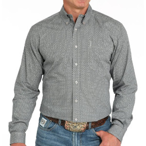Cinch Men's Shirt Modern Fit 'Geometric Print' Snap Button Grey MTW1347133 GRY
