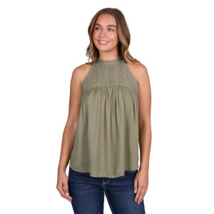Pure Western Women's Blouse 'Abigail' Sleeveless Moss P5S2574116