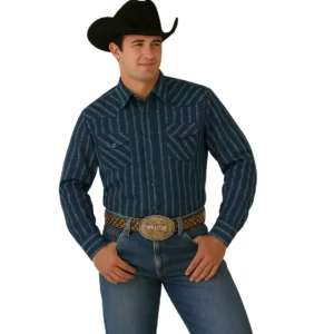 Cinch Men's Shirt Modern Fit 'Floral Stripe' Snap Button Blue MTW1303089 NAV