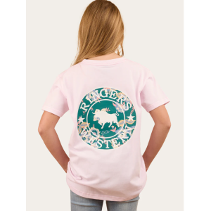 Ringers Western Girl's T-Shirt 'Signature Bull' Classic Fit Barely Pink/Floral