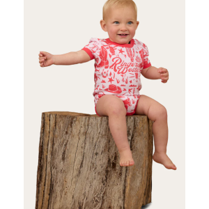 Ringers Western Babies SS Romper 'Boot Scootin' Barely Pink 524005RW-BPI