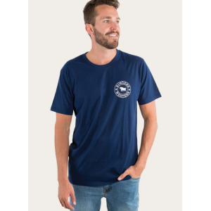 Ringers Western Men's T-Shirt 'Signature Bull' Loose Fit Navy With White Print