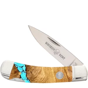 Whiskey Bent Pocket Knife 'Trapper' Single Locking Blade Turquoise River KWB13-14