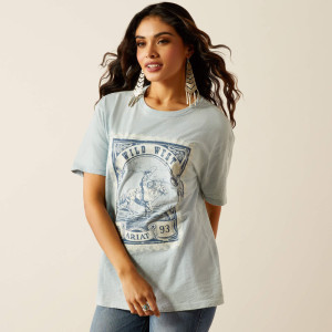 Ariat Women's T-Shirt 'Wild West Stamp' Bleached Blue 10055128