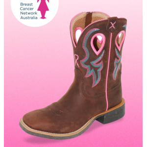 Twisted X Women's Boots 9 Inch Tech X2 Zip Chocolate Truffle/Pink/Blue TCWXTR019