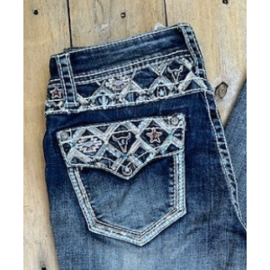 Grace in LA Women's Jeans 'Pocket Flap Design' Easy Fit Mid Rise Boot Cut EBS842