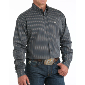 Cinch Men's Shirt 'Classic Fit' Stripe Charcoal MTW1105958